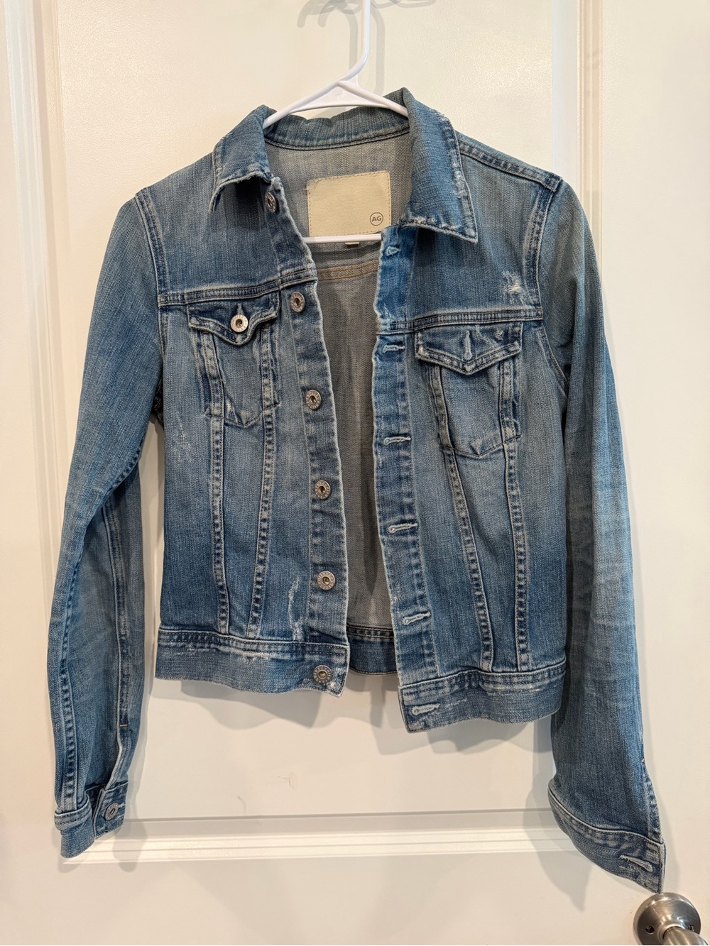 AG Adriano Goldschmied Distressed Blue Jean Denim Jacket Small